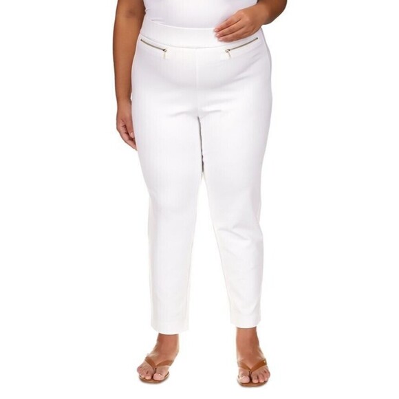 Michael Kors Women's  Plus Size High-Rise Pull-On Pants Slimming White 3X - Picture 1 of 6